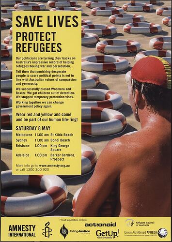 Flyer - 'Save Lives Protect Refugees', Amnesty International, 8 May 2010