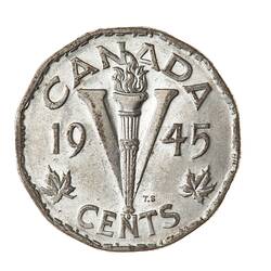 Coin - 5 Cents, Canada, 1945