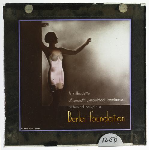 Lantern Slide - 'Berlei Foundation', Coloured Advertisement, for Use With BANZARE Lantern Slides & Film, circa 1929-1940