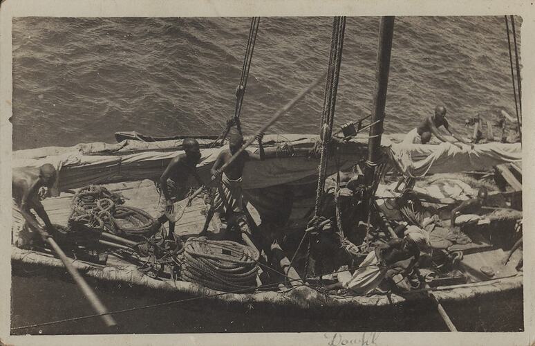 Postcard - Men In A Dhow, World War I, 1914-1918
