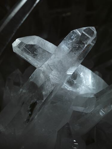 Clear quartz crystals.
