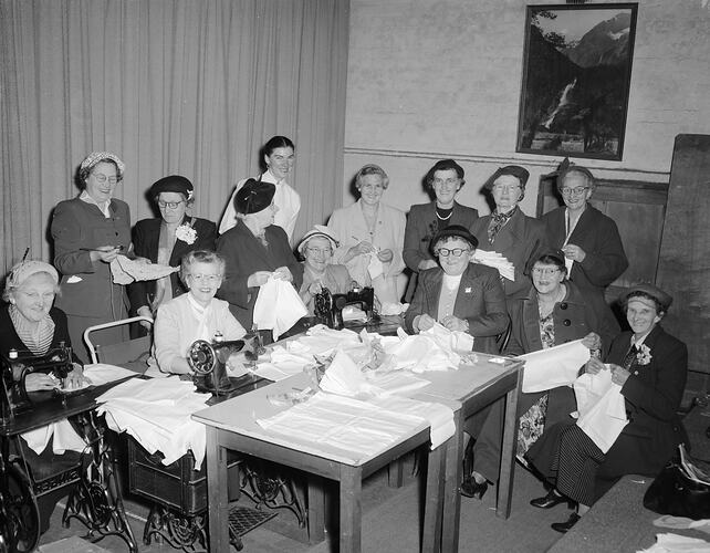 Group Portrait of Women Weaving for the Victorian Red Cross, Victoria, Sep 1954