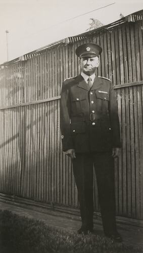 William James Latham in Senior Chief Warder Uniform, 3 Lobb Street, Coburg, circa 1952