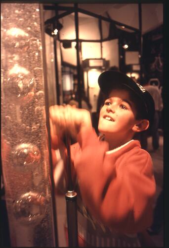 Transparency - Scienceworks, Boy Using an Interactive Display, Spotswood, Victoria, circa 1991