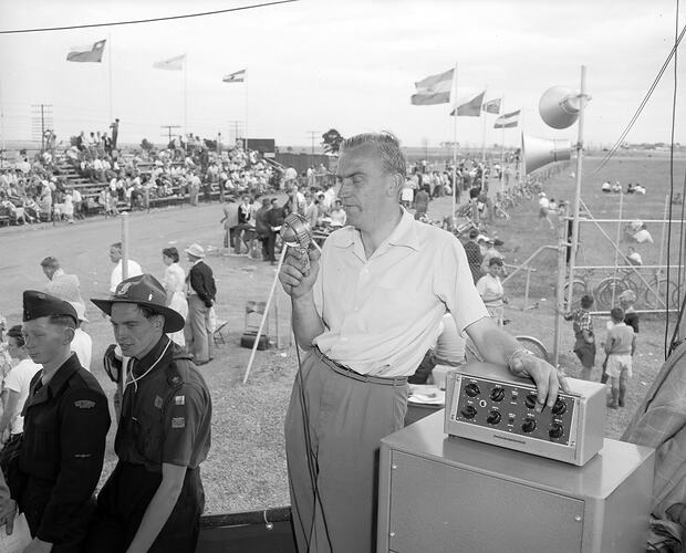 Commentator and Spectators at a Cycling Race, Olympic Games, Victoria, 1956