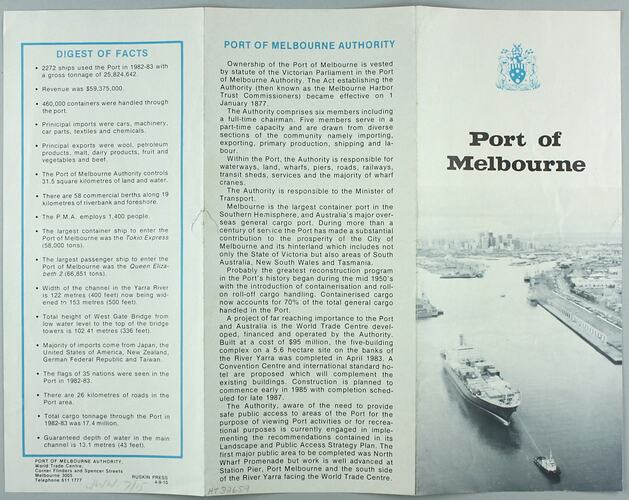 Map - 'Port of Melbourne', Melbourne, circa 1984