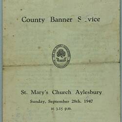 Program - Buckinghamshire Girl Guides Service, Aylesbury, England, 28 Sep 1947