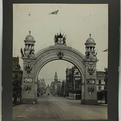 Photograph - Federation Celebrations, 'The Citizens' Arch, Bourke Street', Melbourne, May1901