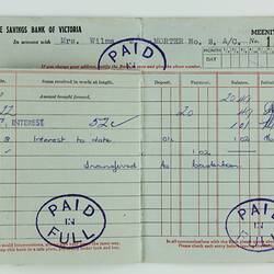 Savings Passbook - State Savings Bank of Victoria, Mrs Wilma J Morter, 1965-1967