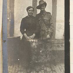 Photograph - Portrait of Woman & Soldier, Strazelle, France, Private John Lord, World War I, 1916