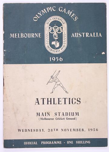 Programme - Athletics, Main Stadium (Melbourne Cricket Ground), 28 Nov1956