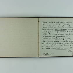 Autograph album pages showing hand-written inscription