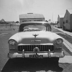 Digital Photograph - James Forbes Car with Caravan, Broadmeadows Migrant Hostel, Melbourne,1962