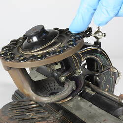 Detail of the mechanism of an old typewriter.