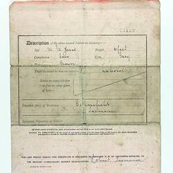 Certificate, printed and hand-written, back