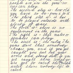 Document - Reggie Went, to Dorothy Howard, Description of Chasing Game 'Scare-Crow', 25 Mar 1955