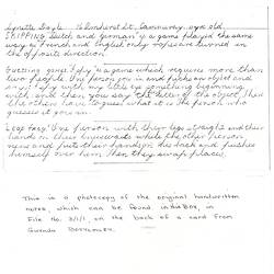 Photocopy of original handwritten notes