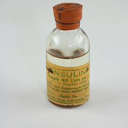 Insulin Vial -  Sample, 40 Units, Commonwealth Serum Laboratories, 23 Jan 1943