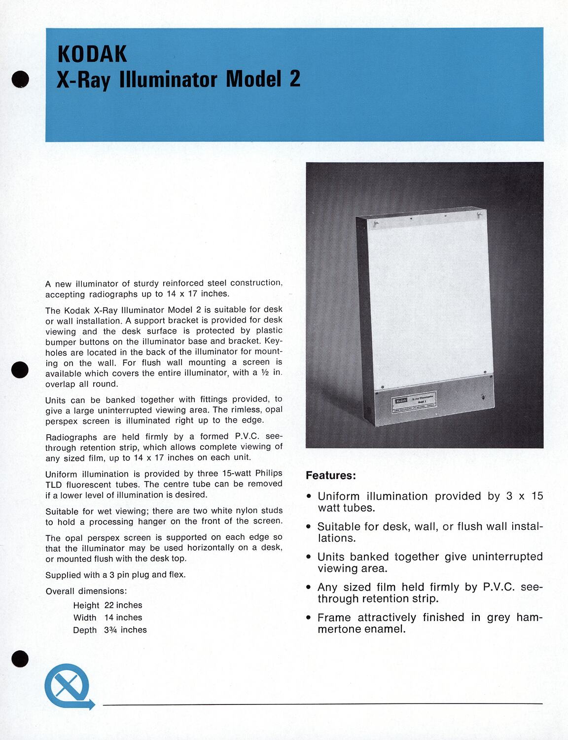 Publicity Flyer Kodak (Australasia) Pty Ltd, XRay Illuminator Model