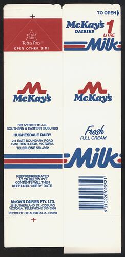 Flat-packed milk carton.