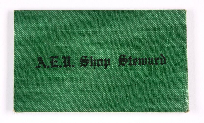 Membership Card - Stanley Hathaway, Amalgamated Engineering Union, Ballarat, Victoria, 1950s