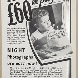 Leaflet - Kodak Australasia Pty Ltd, 'Night Photographs are Easy Now', 1930s
