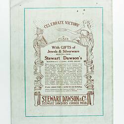 Back cover of booklet with illustrated advertisement.