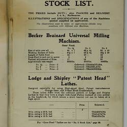 Trade Literature - Bevan & Edwards Pty Ltd, Machine Tools, 1907