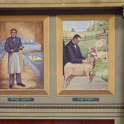 Portraits of Michael Faraday and Louis Pasteur in the Queen's Hall, Science Museum, Melbourne, 1970s