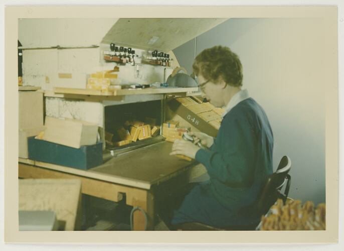 Slide 242, 'Extra Prints of Coburg Lecture', Sorting Canisters, Building 20, Kodak Factory, Coburg, circa 1960s