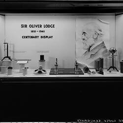 Glass Negative - Sir Oliver Lodge display, Museum of Applied Science (Science Museum), Melbourne, circa 1951