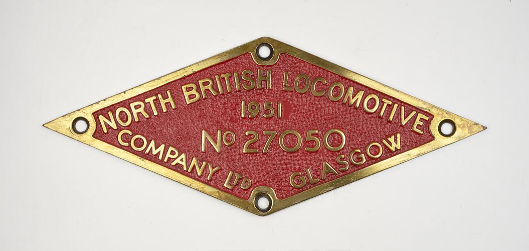 Locomotive Builders Plate - North British Locomotive Co., 1951
