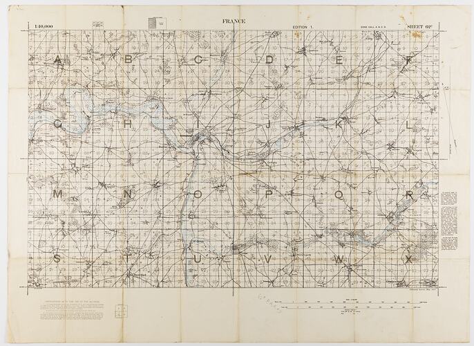 Map Military France Sheet 62c Scale 1 40 000 Edition 1 May 1917