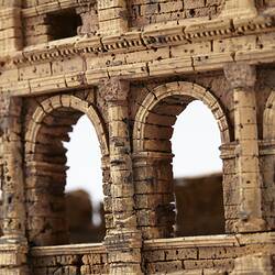 Model of Colosseum made of cork. Detail of external wall.