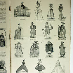 Page 3 of booklet with drawings of people in costume.