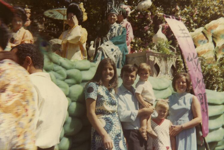 Ismet Goga, Hajrija Goga and Vahid Goga, Moomba Parade, Melbourne, 1970