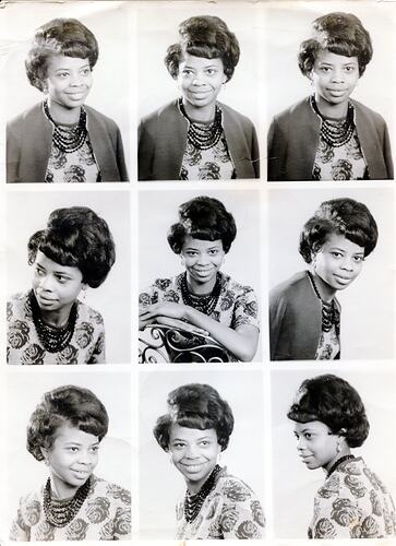 Photographic Proof Sheet - Nine Portraits of Sylvia Boyes, South Africa, 1950s