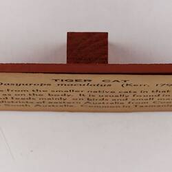 View from above of rectangular label and stand.