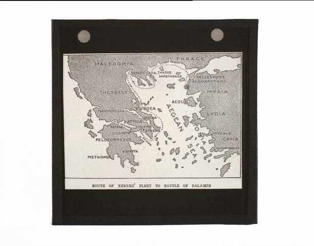 Map showing route through Aegean Sea.