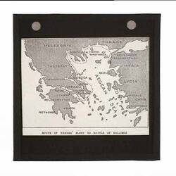 Map showing route through Aegean Sea.