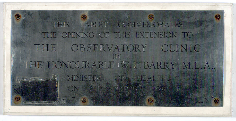 Plaque - The Observatory Clinic