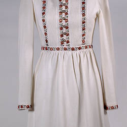 Ensemble - Prue Acton, Mini Dress & Coat, Burgundy Velvet and Cream Wool, circa 1968