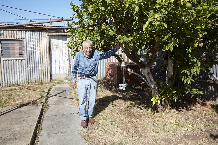 Joseph Scerri In Back Yard Standing Next To Lemon Tree, Brunswick, 20 Mar 2023