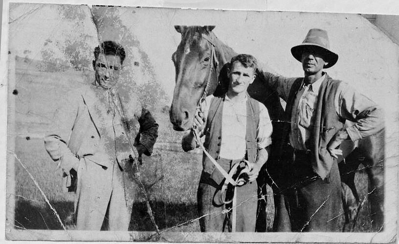 Photograph - Phar Lap with Tommy Woodcock & Others, circa 1930