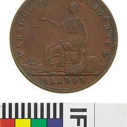 Token - 1 Penny, Warnock Bros, Drapers, Maldon, Victoria, Australia, 1861