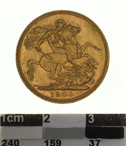 Coin - Sovereign, Victoria, Australia, 1900, photographed by Museums Victoria