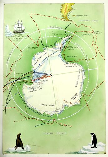 Map - Exploration Routes of Antarctica