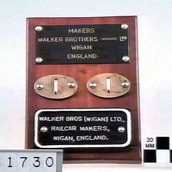 Locomotive Builders Plates Set - Walker Brothers (Wigan) Ltd, England, 1948