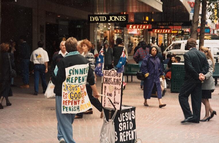 Digital Photograph - Evangelist Street Preacher, Melbourne, 1990s