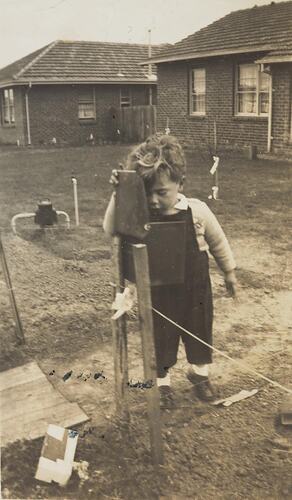 Digital Photograph - 'No letter today', Boy at Mail Box, Hampton, 1946